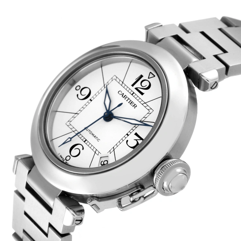 Cartier,Pasha de Cartier 35.25mm,35.25mm,Stainless Steel,White,Automatic,Day,42hours,W31074M7