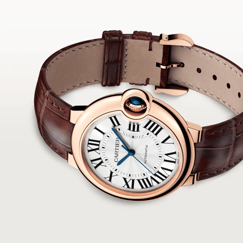 Cartier,Ballon Bleu de Cartier 36.60mm,36.60mm,Rose Gold,Silver,Automatic,In-house Caliber,Sapphire,Crystal Glass,WGBB0009