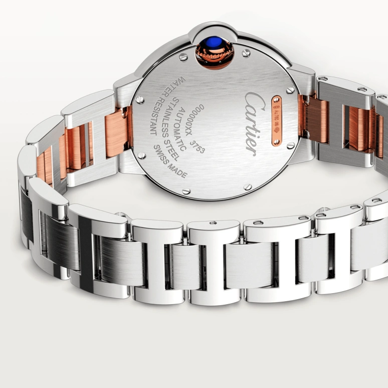 Cartier,Ballon Bleu de Cartier 33mm,33mm,Stainless Steel,Rose Gold,Silver,Automatic,In-house Caliber,Sapphire,Crystal Glass,W3BB0023