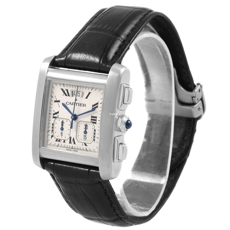Cartier,Tank 30x28mm,30x28mm,Stainless Steel,Silver,Quartz,Chronograph,Day,W5101455