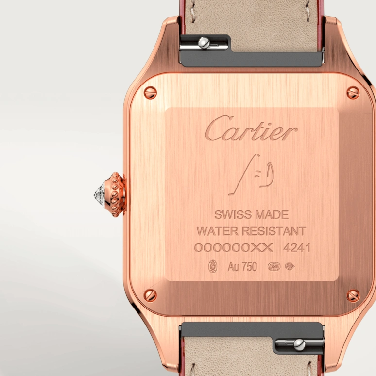 Cartier,Santos de Cartier 43.50x31.40mm,43.50x31.40mm,Rose Gold,Silver,Quartz,Sapphire,Crystal Glass,Square,WJSA0016