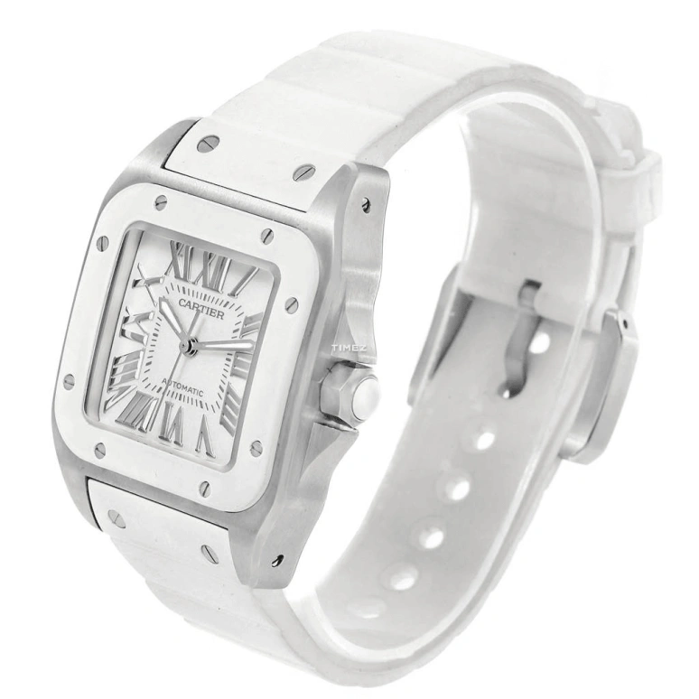 Cartier,Santos de Cartier 44.20x35.60mm,44.20x35.60mm,Stainless Steel,Silver,Automatic,In-house Caliber,Sapphire,Crystal Glass,W20129U2