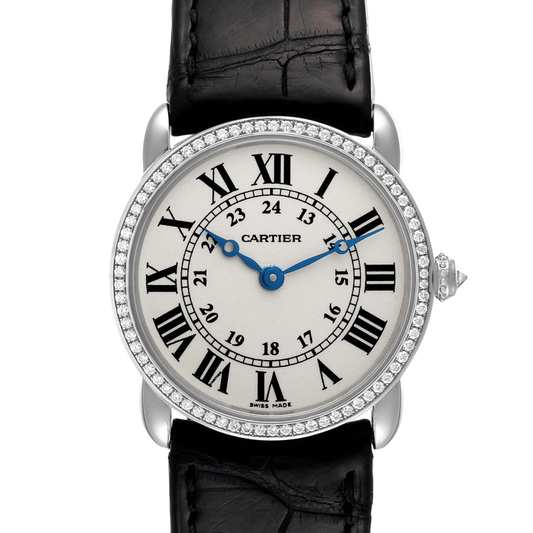 Cartier,Ronde de Cartier 29mm,29mm,White Gold,Silver,Quartz,Sapphire,Crystal Glass,Round,WR000251