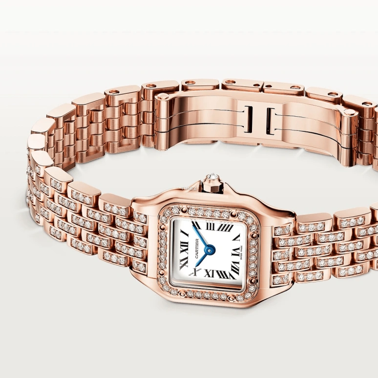 Cartier,Panthère de Cartier 25x20mm,25x20mm,Rose Gold,Silver,Quartz,Sapphire,Crystal Glass,Square,WJPN0063