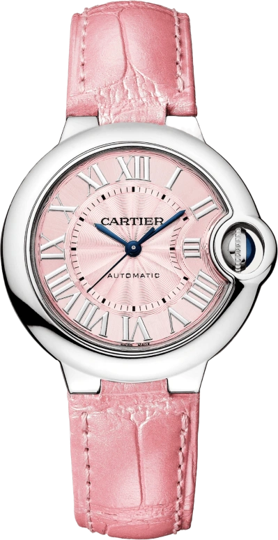 Cartier,Ballon Bleu de Cartier 33mm,33mm,Stainless Steel,Pink,Automatic,Sapphire,Crystal Glass,Round,WSBB0031