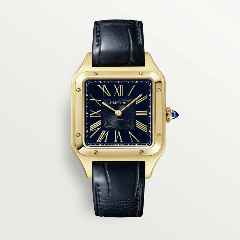 Cartier,Santos de Cartier 43.50x31.40mm,43.50x31.40mm,Yellow Gold,Blue,Quartz,Sapphire,Crystal Glass,Square,WGSA0077