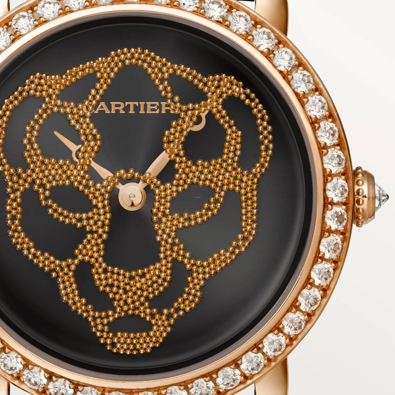 Cartier,Panthère Jewelry Watches 37mm,37mm,Rose Gold,Black,Handwound,36hours,In-house Caliber,HPI01259