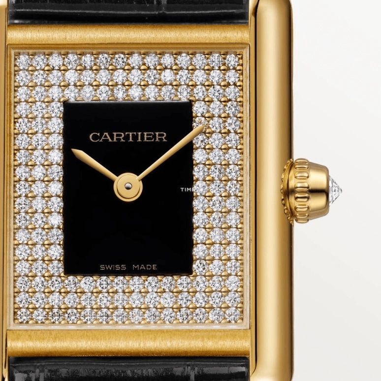 Cartier,Tank 29.50x22mm,29.50x22mm,Yellow Gold,Black,Silver,Quartz,Hardlex,Square,WGTA0269