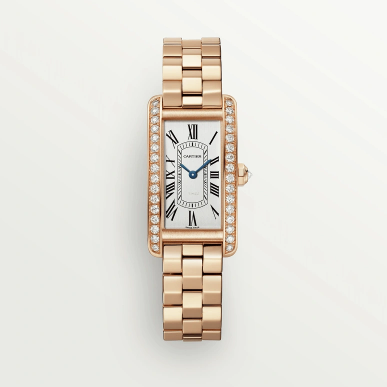 Cartier,Tank 35.40x19.40mm,35.40x19.40mm,Rose Gold,Silver,Quartz,Sapphire,Crystal Glass,Square,WJTA0044