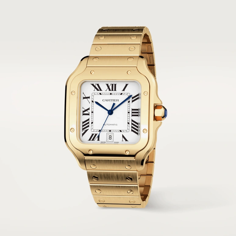 Cartier,Santos de Cartier 39.80mm,39.80mm,Yellow Gold,Silver,Automatic,Day,42hours,JJ Lin,WGSA0029