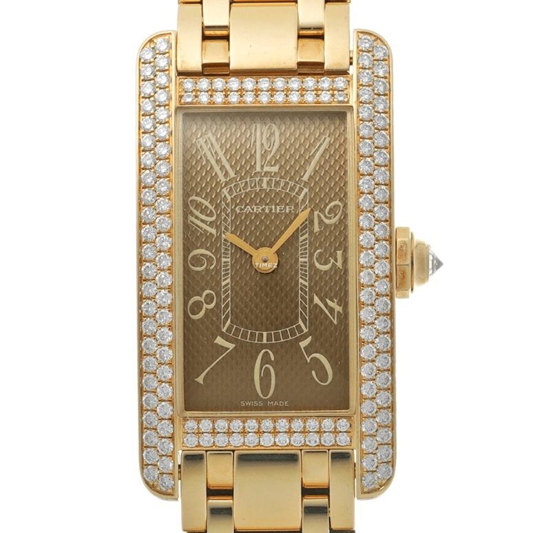 Cartier,Tank 34.50mm,34.50mm,Yellow Gold,Brown,Quartz,Sapphire,Crystal Glass,Rectangular,WB7056K2