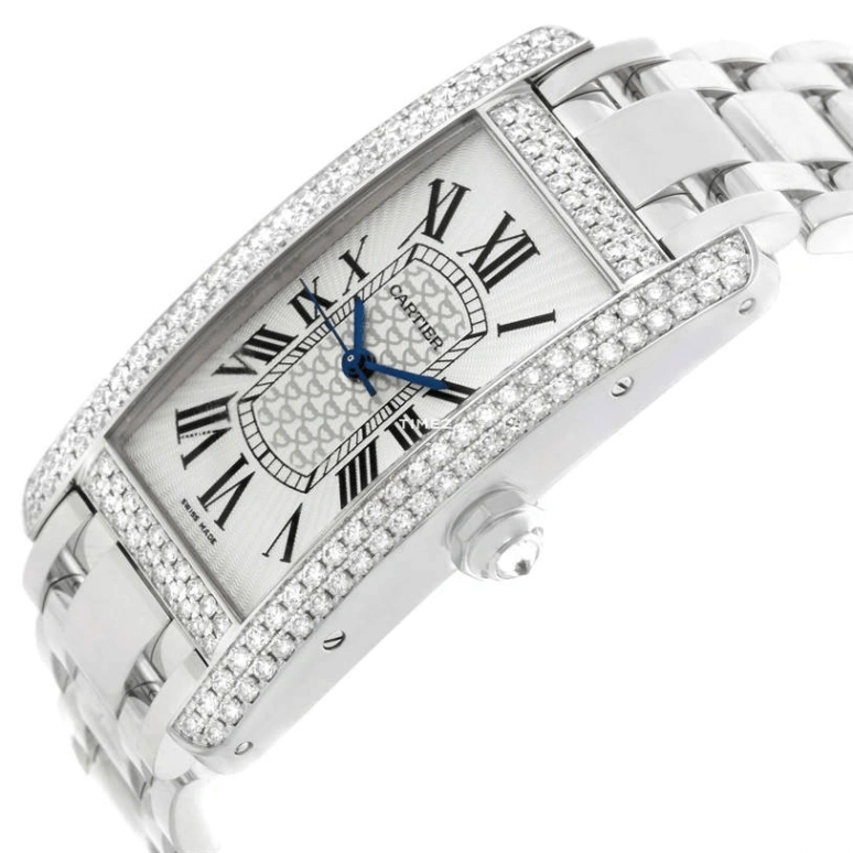 Cartier,Tank 41x22.60mm,41x22.60mm,White Gold,Silver,Automatic,Sapphire,Crystal Glass,Square,WB710001