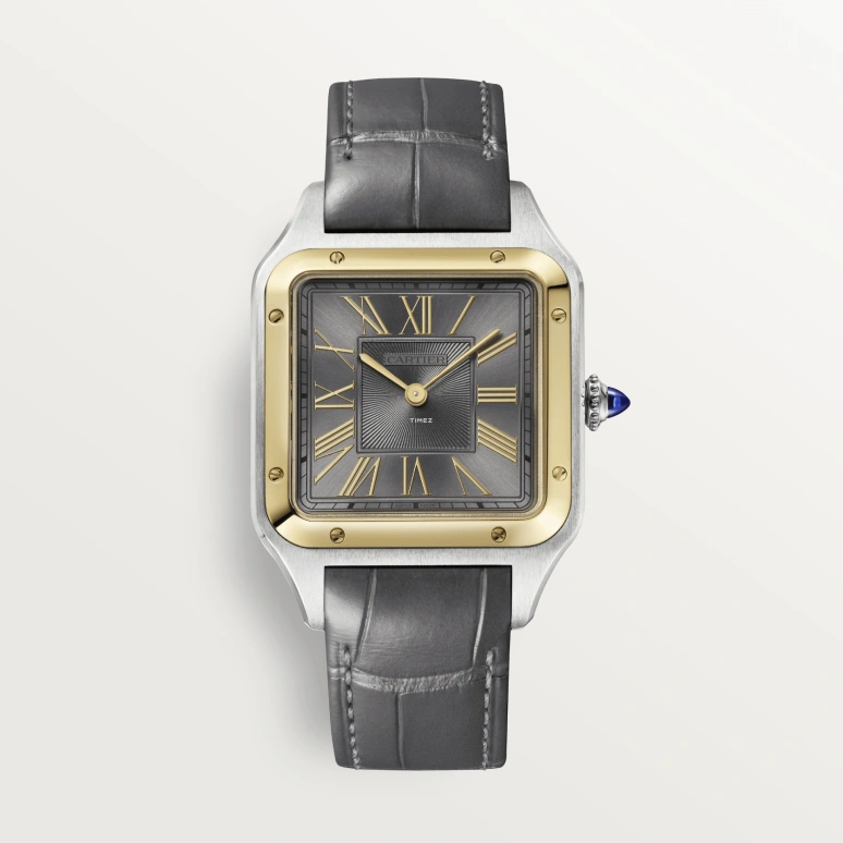 Cartier,Santos de Cartier 31.40x43.50mm,31.40x43.50mm,Stainless Steel,Yellow Gold,Grey,Quartz,Sapphire,Crystal Glass,Square,W2SA0028