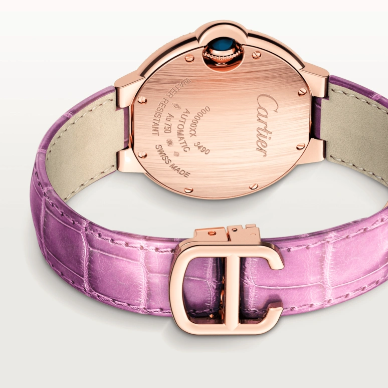 Cartier,Ballon Bleu de Cartier 33mm,33mm,Rose Gold,Silver,Automatic,Sapphire,Crystal Glass,Round,WJBB0051