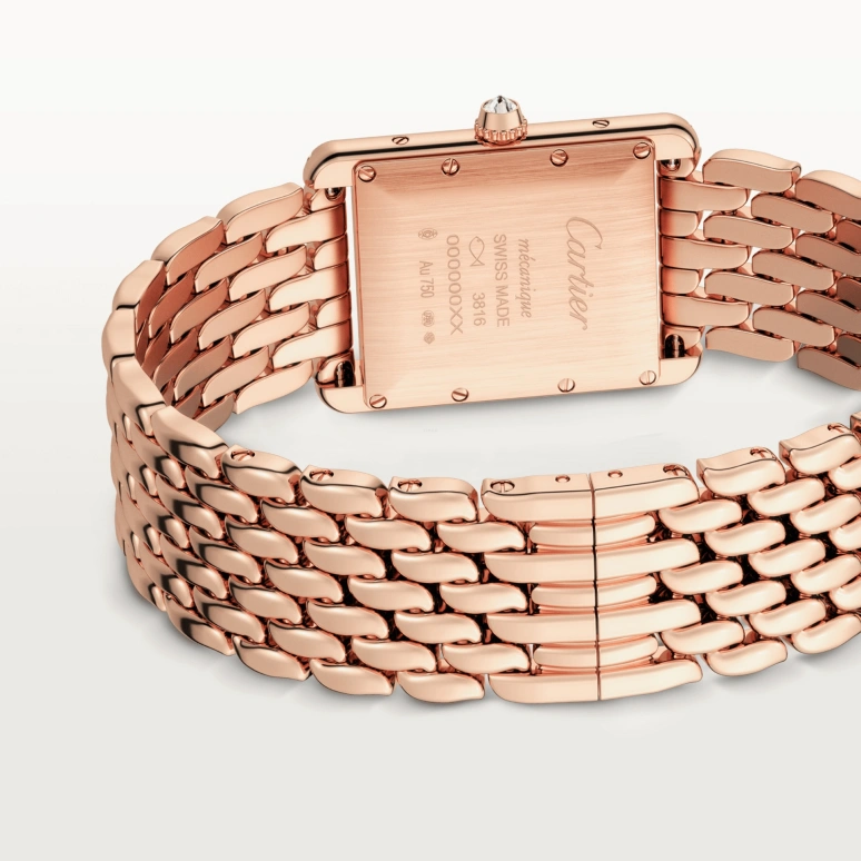 Cartier,Tank 33.70x25.50mm,33.70x25.50mm,Rose Gold,Silver,Handwound,38hours,In-house Caliber,WJTA0021