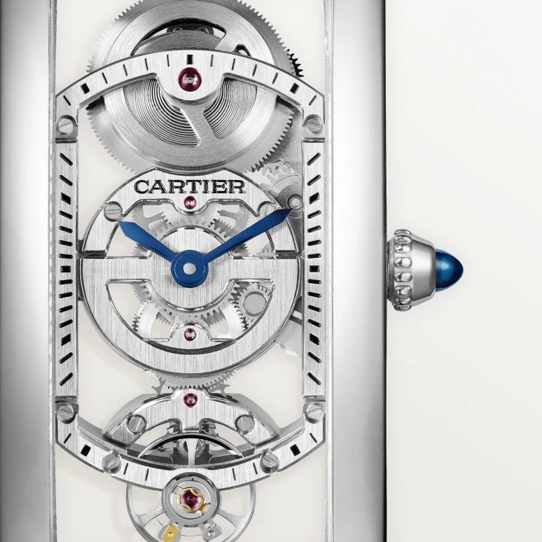 Cartier,Tank 46x23mm,46x23mm,Platinum,Skeleton,Automatic,Sapphire,Crystal Glass,Rectangular,WHTA0022