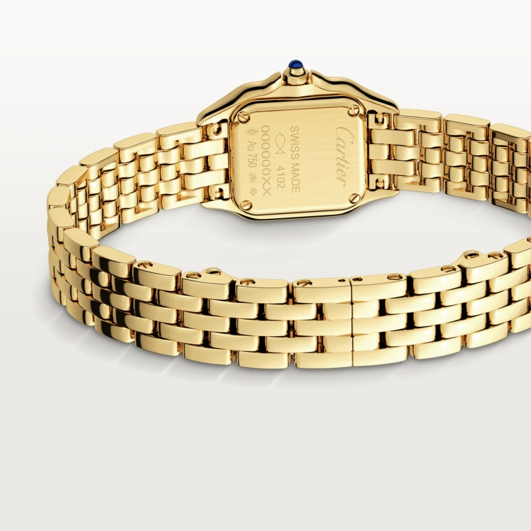 Cartier,Panthère de Cartier 25x19mm,25x19mm,Yellow Gold,Silver,Quartz,Sapphire,Crystal Glass,Square,WGPN0016