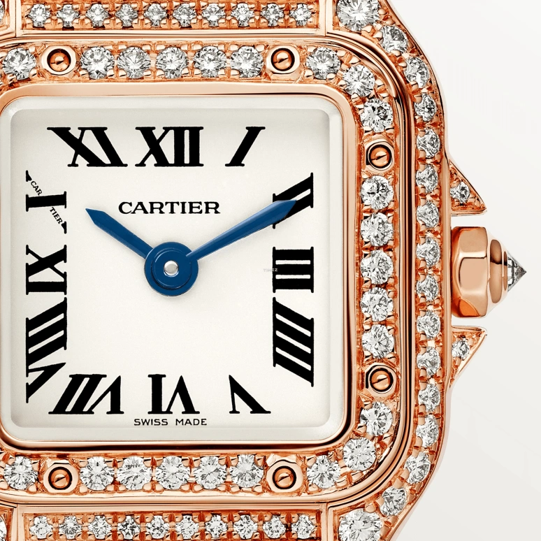 Cartier,Panthère de Cartier 25x20mm,25x20mm,Rose Gold,Silver,Quartz,Sapphire,Crystal Glass,Square,WJPN0045