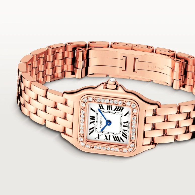 Cartier,Panthère de Cartier 22x30mm,22x30mm,Rose Gold,Silver,Quartz,Sapphire,Crystal Glass,Square,WJPN0008