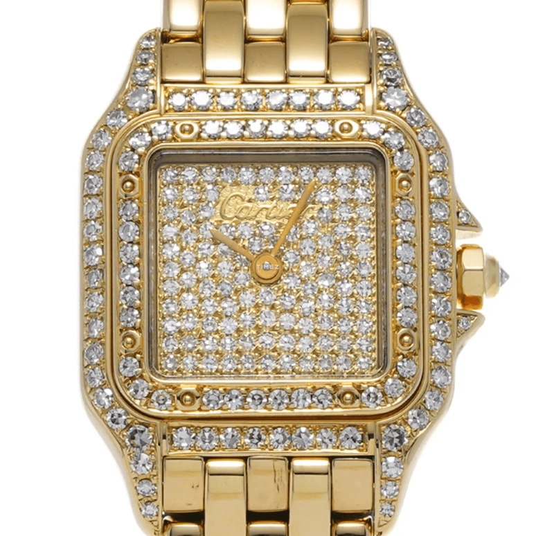 Cartier,Panthère de Cartier 16.50mm,16.50mm,Yellow Gold,Gold,Quartz,Sapphire,Rectangular,WF3078B9