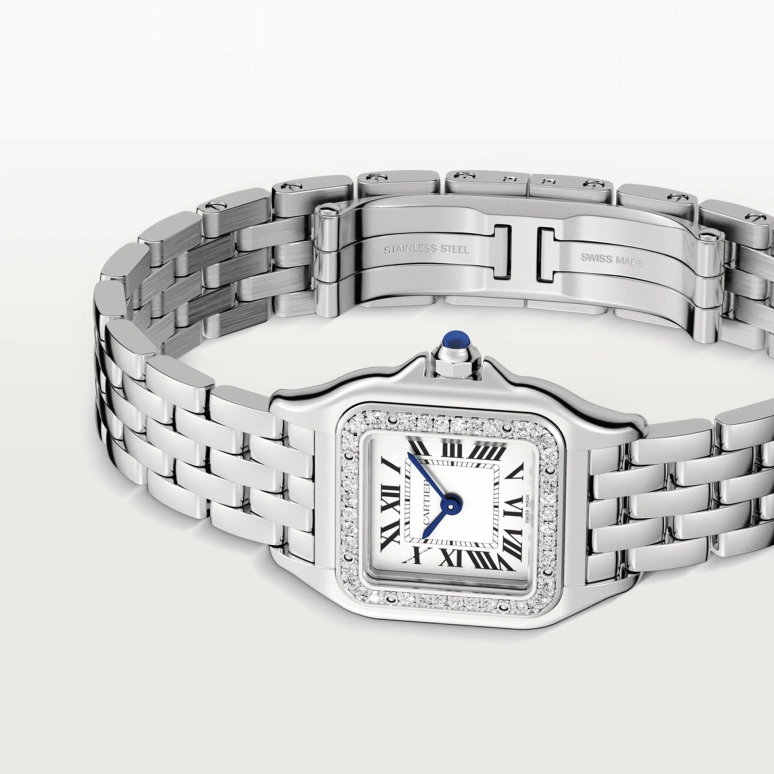 Cartier,Panthère de Cartier 23x30mm,23x30mm,Stainless Steel,Silver,Quartz,Sapphire,Crystal Glass,Square,W4PN0007