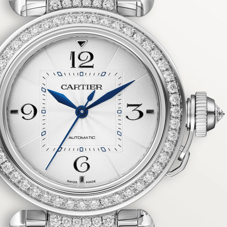 Cartier,Pasha de Cartier 35mm,35mm,White Gold,Silver,Automatic,42hours,In-house Caliber,WJPA0014