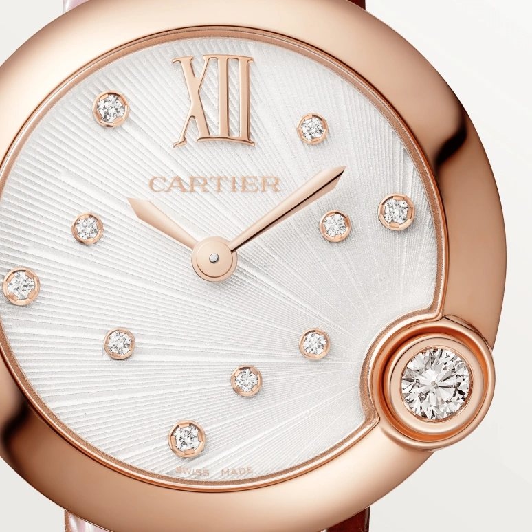 Cartier,Ballon Bleu de Cartier 30mm,30mm,Rose Gold,White,Quartz,Sapphire,Crystal Glass,Round,WGBL0010