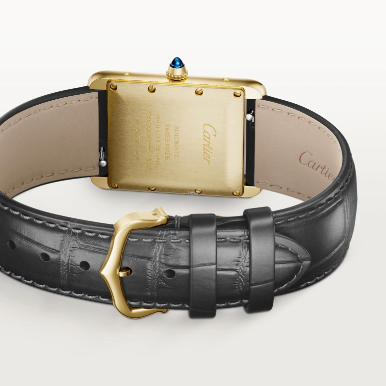 Cartier,Tank 38.10x27.75mm,38.10x27.75mm,Yellow Gold,Silver,Automatic,In-house Caliber,Sapphire,Crystal Glass,WGTA0357