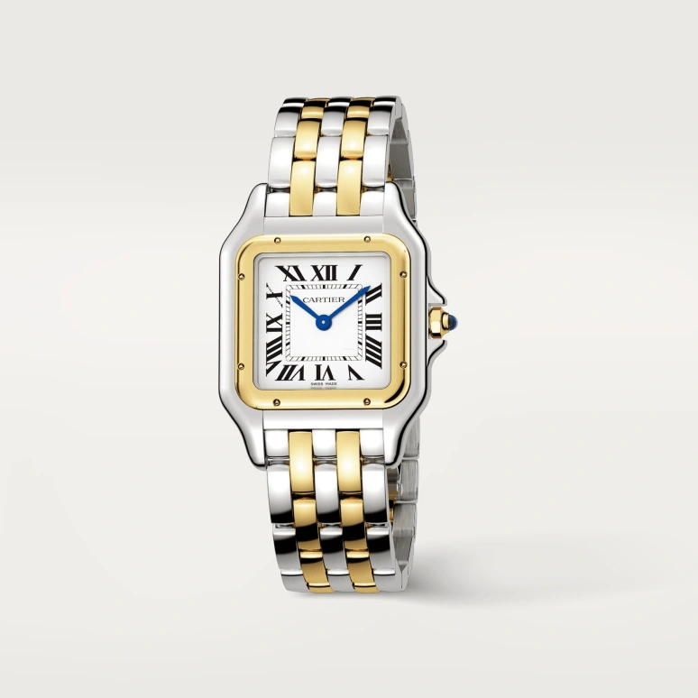 Cartier,Panthère de Cartier 29x37mm,29x37mm,Stainless Steel,Yellow Gold,Silver,Quartz,Sapphire,Crystal Glass,Square,W2PN0007