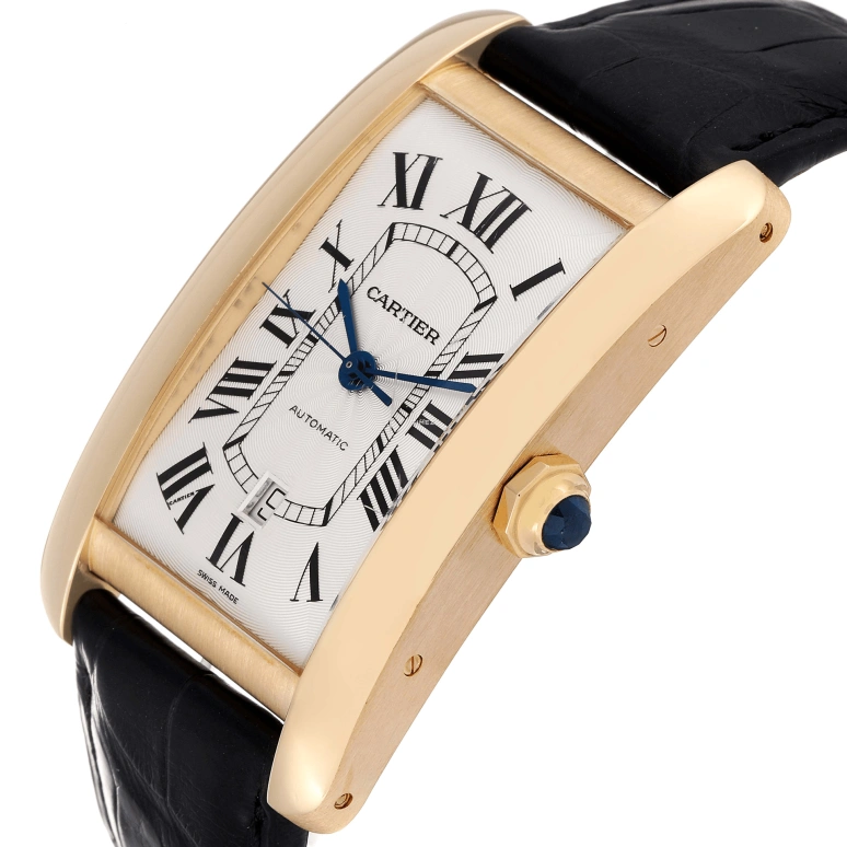 Cartier,Tank 32x42mm,32x42mm,Yellow Gold,Silver,Automatic,Day,Sapphire,Crystal Glass,W2609756