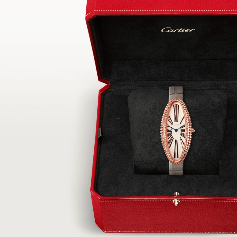 Cartier,Baignoire 47x21mm,47x21mm,Rose Gold,Silver,Handwound,38hours,In-house Caliber,WGBA0009