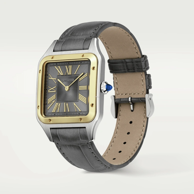 Cartier,Santos de Cartier 31.40x43.50mm,31.40x43.50mm,Stainless Steel,Yellow Gold,Grey,Quartz,Sapphire,Crystal Glass,Square,W2SA0028