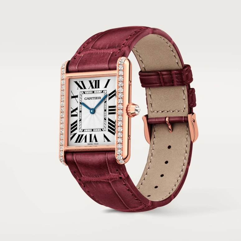 Cartier,Tank 33.70x25.50mm,33.70x25.50mm,Rose Gold,Silver,Handwound,38hours,In-house Caliber,WJTA0038