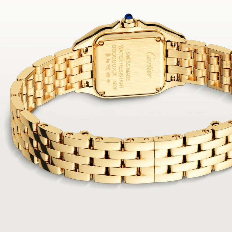 Cartier,Panthère de Cartier 23x30mm,23x30mm,Yellow Gold,Silver,Quartz,Sapphire,Crystal Glass,Square,Lily Jane Collins,Lily Collins,WGPN0008