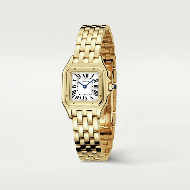 Cartier,Panthère de Cartier 23x30mm,23x30mm,Yellow Gold,Silver,Quartz,Sapphire,Crystal Glass,Square,WGPN0038
