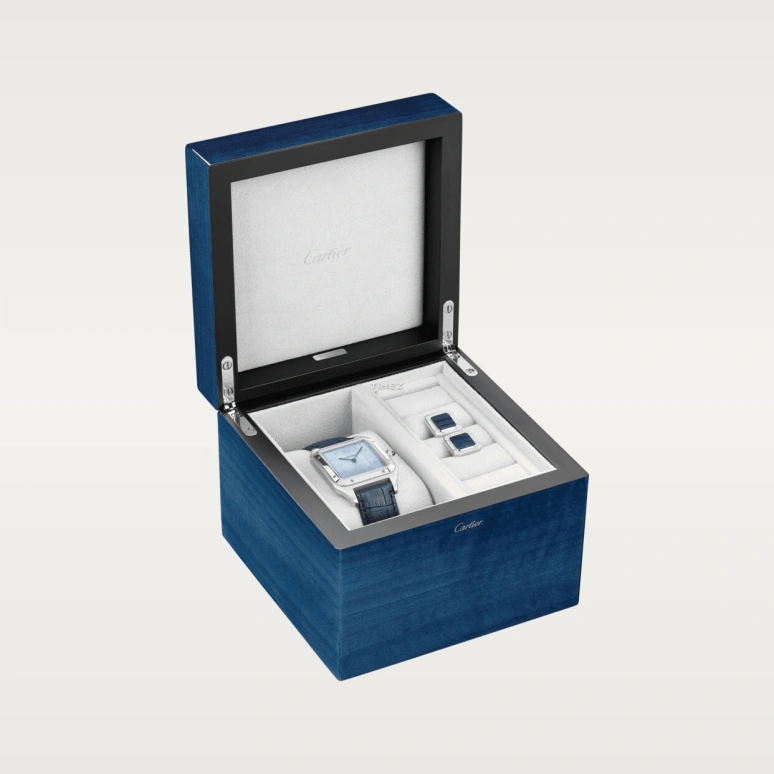 Cartier,Santos de Cartier 46.60x33.90mm,46.60x33.90mm,Platinum,Blue,Handwound,36hours,In-house Caliber,WGSA0050