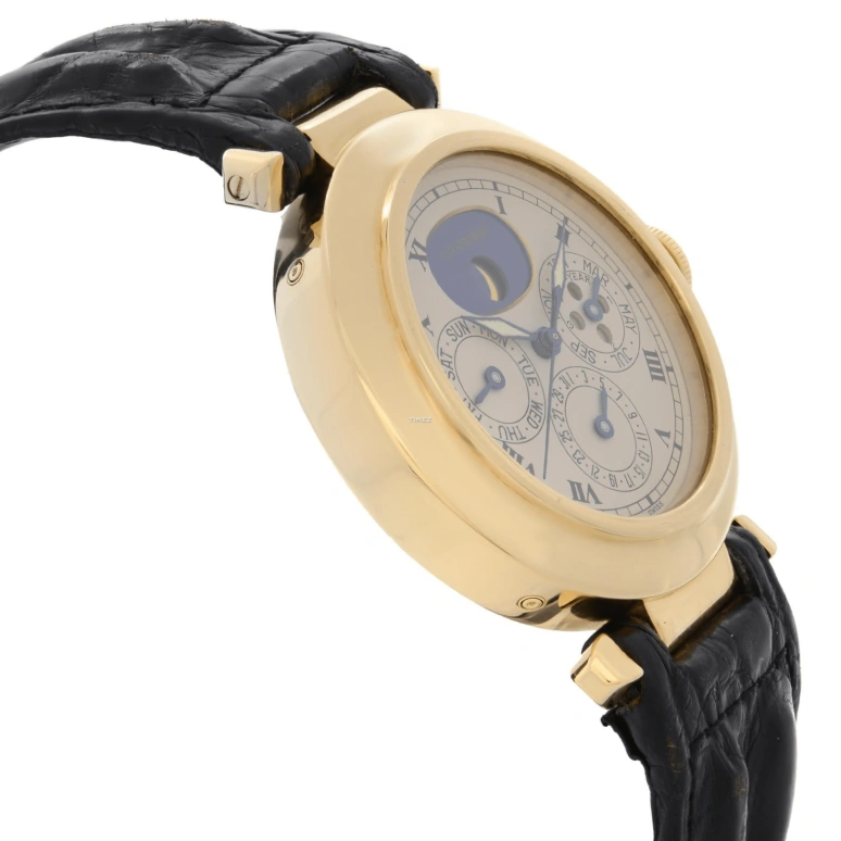 Cartier,Pasha de Cartier 38mm,38mm,Yellow Gold,Cream white,Quartz,Moonphase,Perpetual Calendar,Leap Year,Month,Sapphire,Round,30003