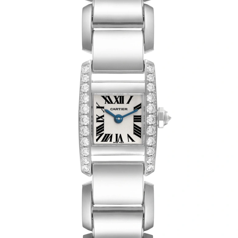 Cartier,Tank 20mm,20mm,White Gold,Silver,Quartz,Sapphire,Crystal Glass,Square,WE70069H