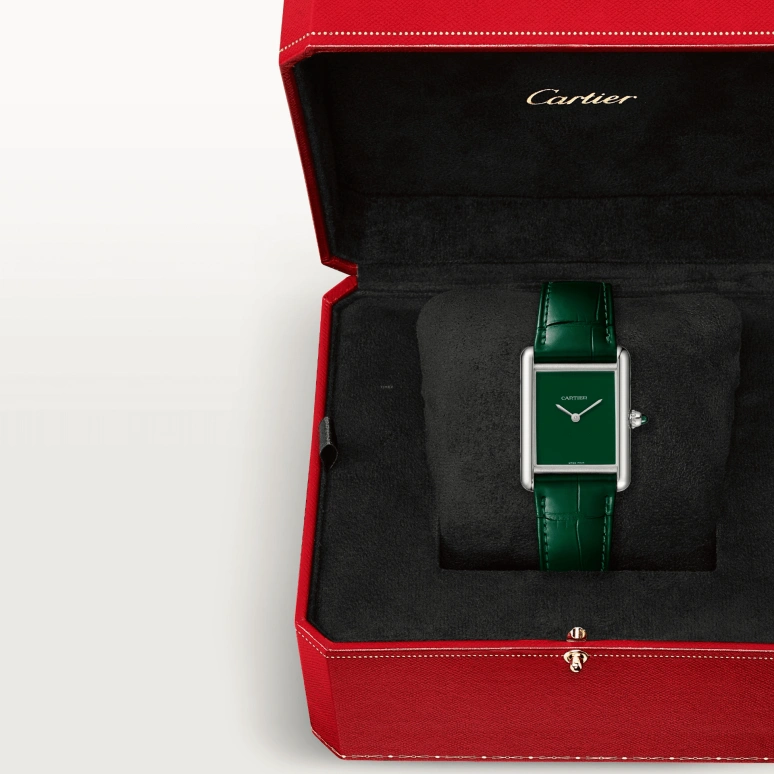 Cartier,Tank 33.70x25.50mm,33.70x25.50mm,Stainless Steel,Green,Quartz,Sapphire,Crystal Glass,Square,WSTA0056