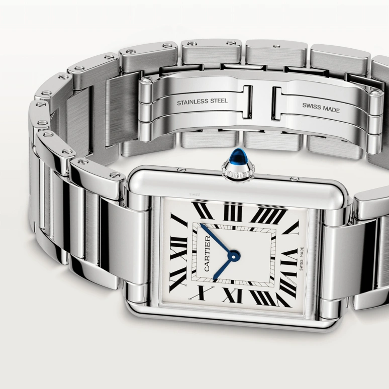 Cartier,Tank 33.70x25.50mm,33.70x25.50mm,Stainless Steel,Silver White,Quartz,Sapphire,Crystal Glass,Rectangular,WSTA0106