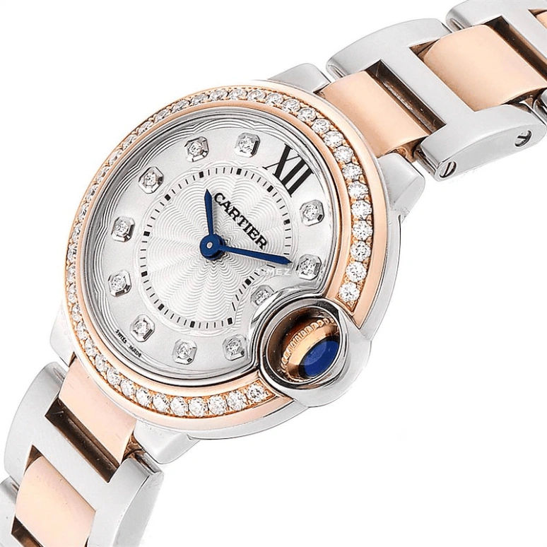 Cartier,Ballon Bleu de Cartier 28mm,28mm,Stainless Steel,Rose Gold,Silver,Quartz,Sapphire,Crystal Glass,Round,WE902076