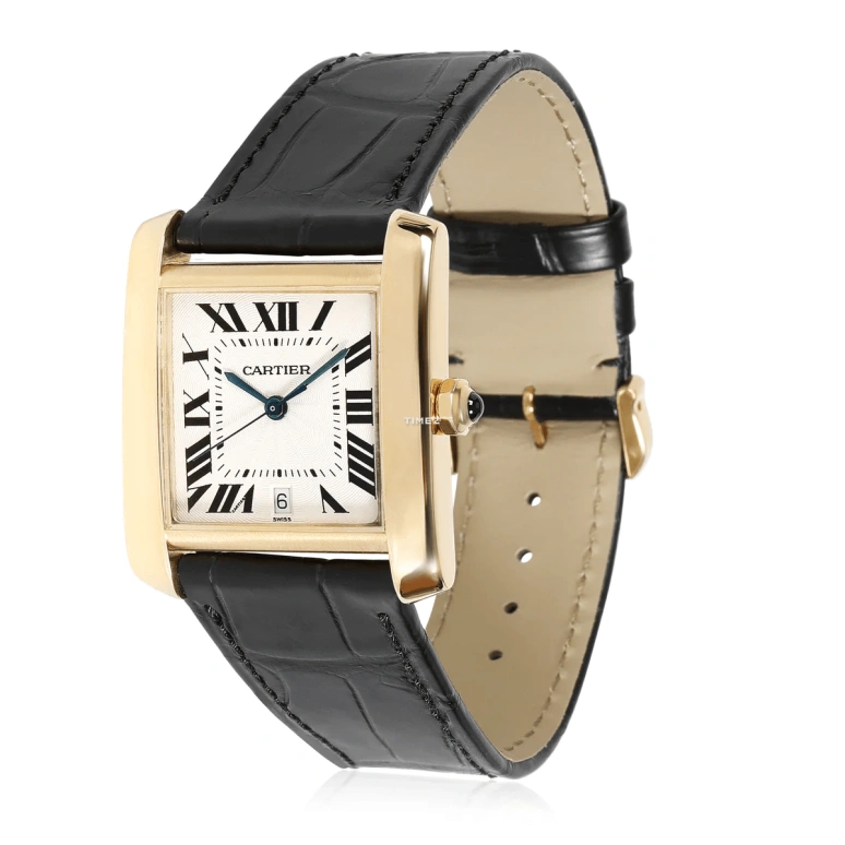 Cartier,Tank 28x32mm,28x32mm,Yellow Gold,Silver,Automatic,Day,Sapphire,Crystal Glass,W5000156