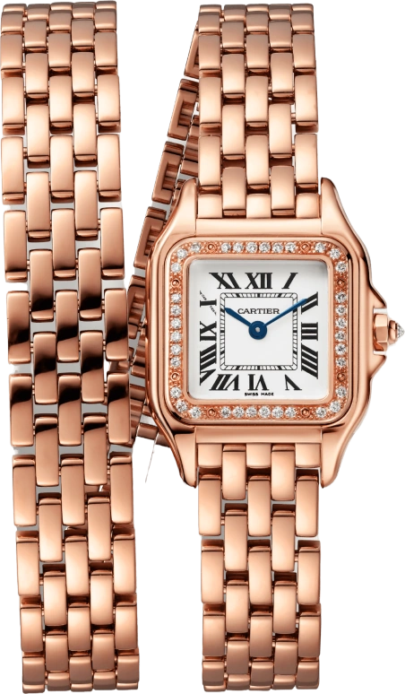 Cartier,Panthère de Cartier 22x30mm,22x30mm,Rose Gold,Silver,Quartz,Sapphire,Crystal Glass,Square,WJPN0014