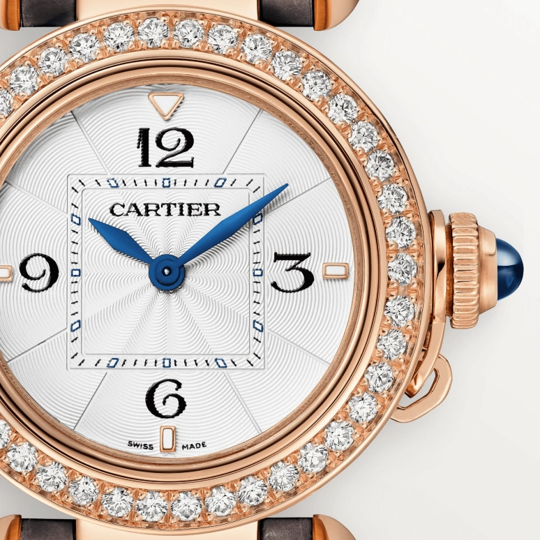 Cartier,Pasha de Cartier 30mm,30mm,Rose Gold,Silver,Quartz,Sapphire,Crystal Glass,Round,WJPA0017