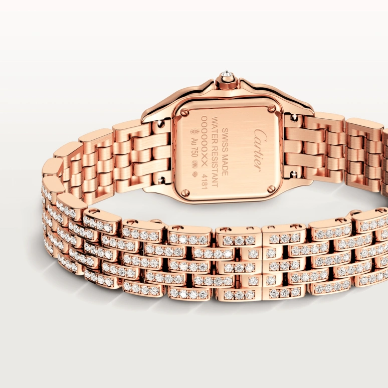 Cartier,Panthère de Cartier 30.30x23.49mm,30.30x23.49mm,Rose Gold,White,Quartz,Sapphire,Crystal Glass,Square,HPI01131