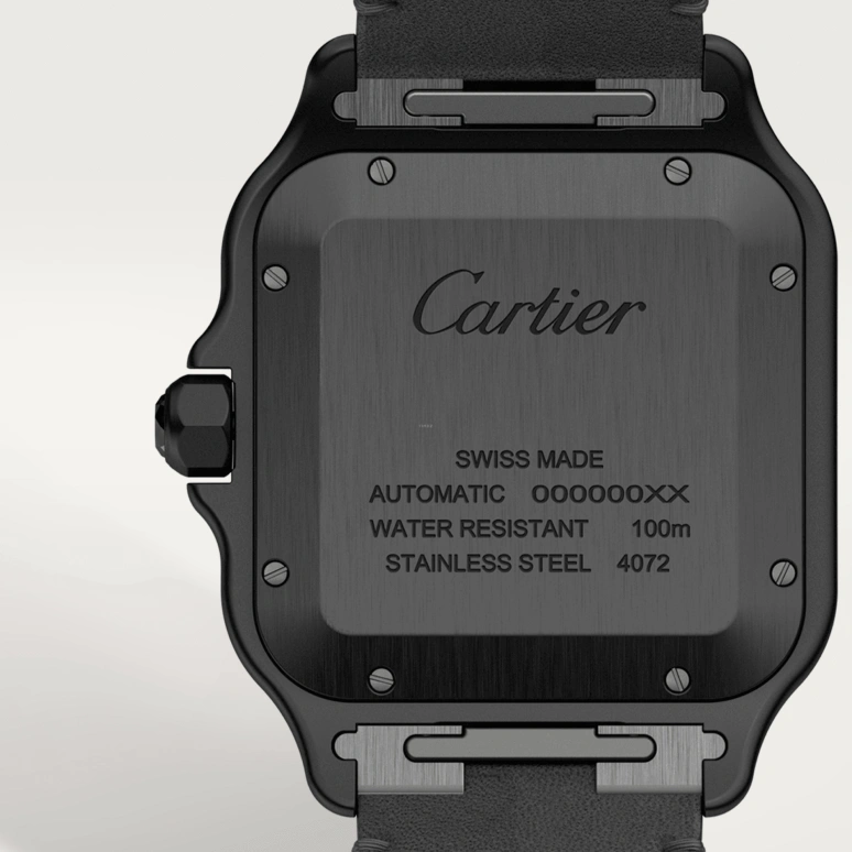 Cartier,Santos de Cartier 39.80mm,39.80mm,Stainless Steel,Black,Automatic,Day,42hours,WSSA0039