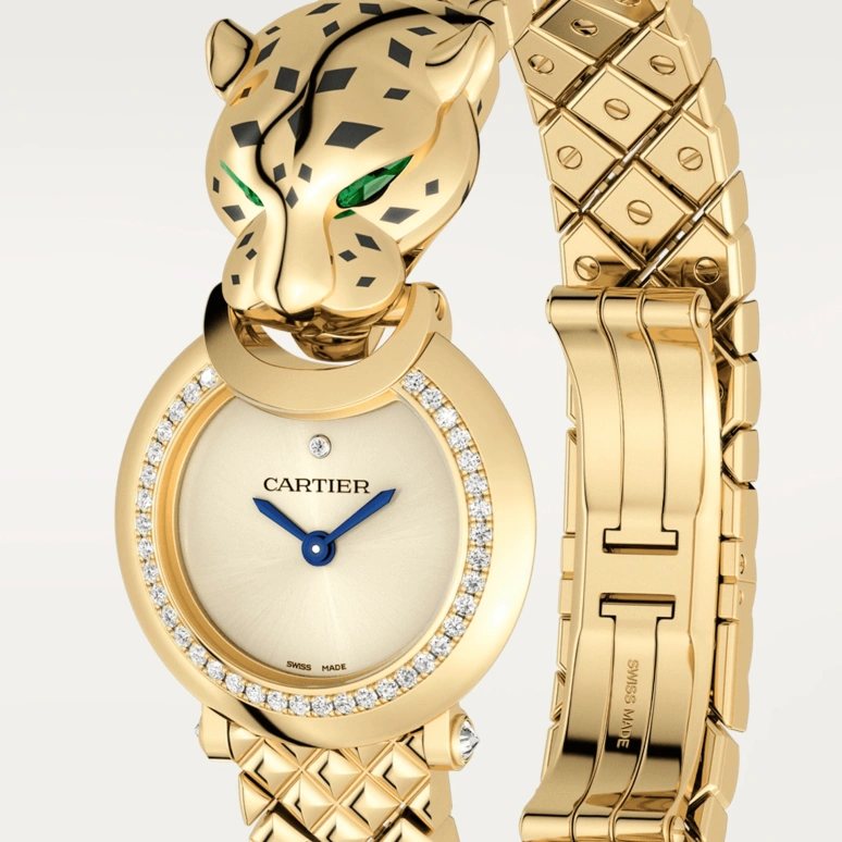 Cartier,Panthère Jewelry Watches 23.60mm,23.60mm,Yellow Gold,Gold,Quartz,Sapphire,Crystal Glass,Round,HPI01380