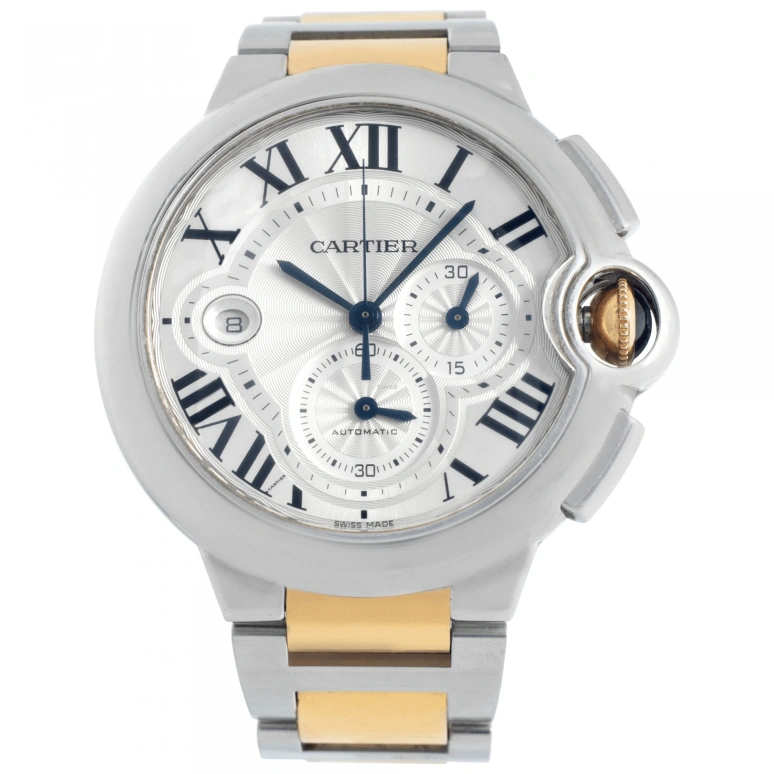 Cartier,Ballon Bleu de Cartier 44mm,44mm,Stainless Steel,Rose Gold,Silver,Automatic,Chronograph,Day,W6920063