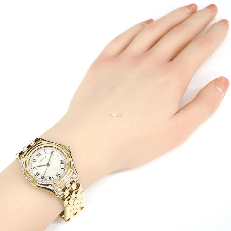 Cartier,Panthère de Cartier 33mm,33mm,Yellow Gold,Silver,Quartz,Day,Sapphire,Crystal Glass,887904