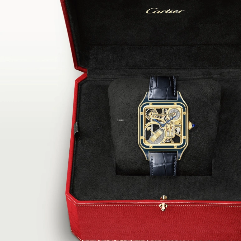 Cartier,Santos de Cartier 31.40x43.50mm,31.40x43.50mm,Yellow Gold,Gold,Automatic,44hours,In-house Caliber,WHSA0031